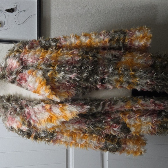 Colorful Plaid Faux Fur Coat - Picture 4 of 11